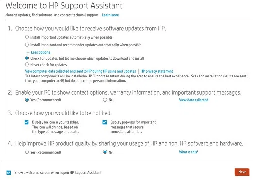 Enable HP Support Assistant