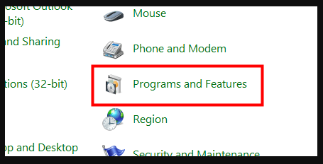 Programs and Features