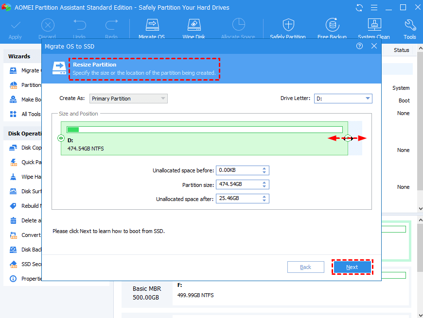 resize the system partition