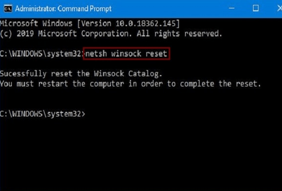 netsh Winsock reset