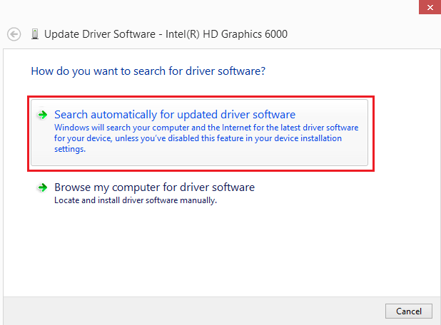 Search automatically for updated driver software