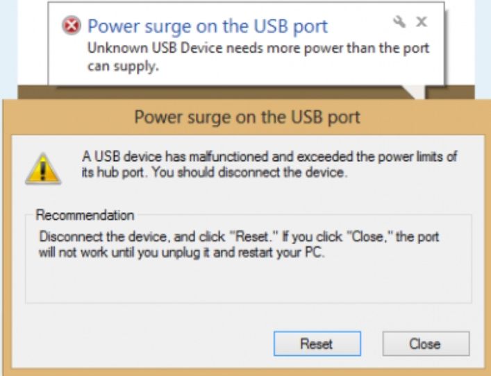 Power surge on the USB port