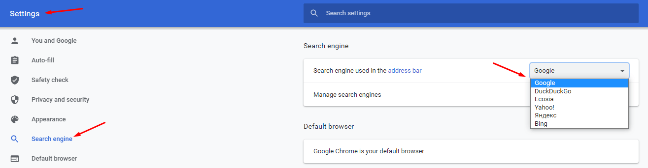 default search engine