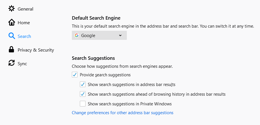 default search engine