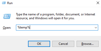 type %temp% in Run