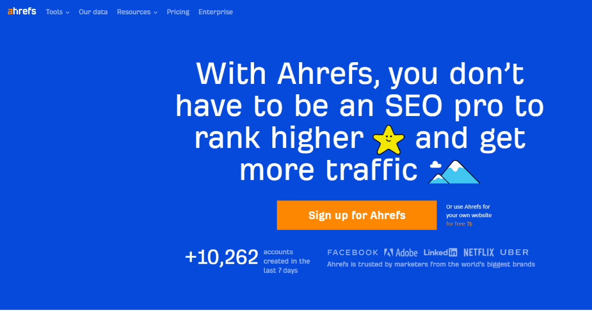 Ahrefs landing page