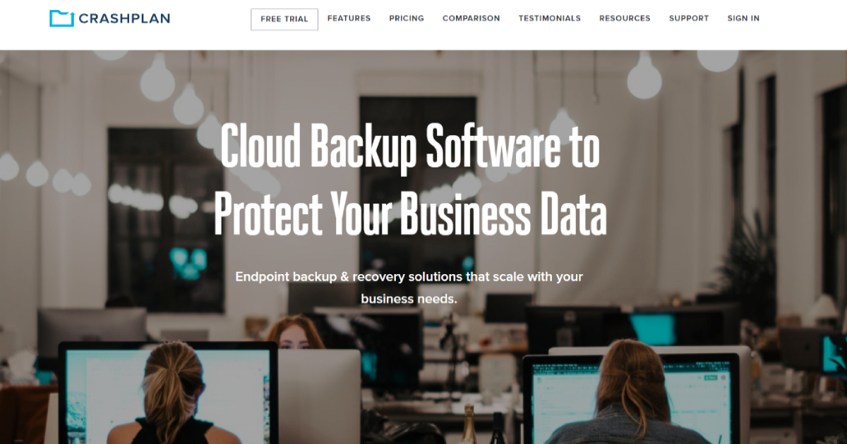 CrashPlan landing page