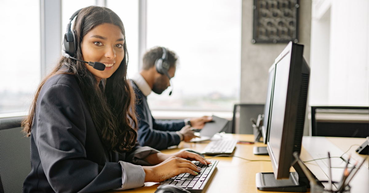 Woman with a headset