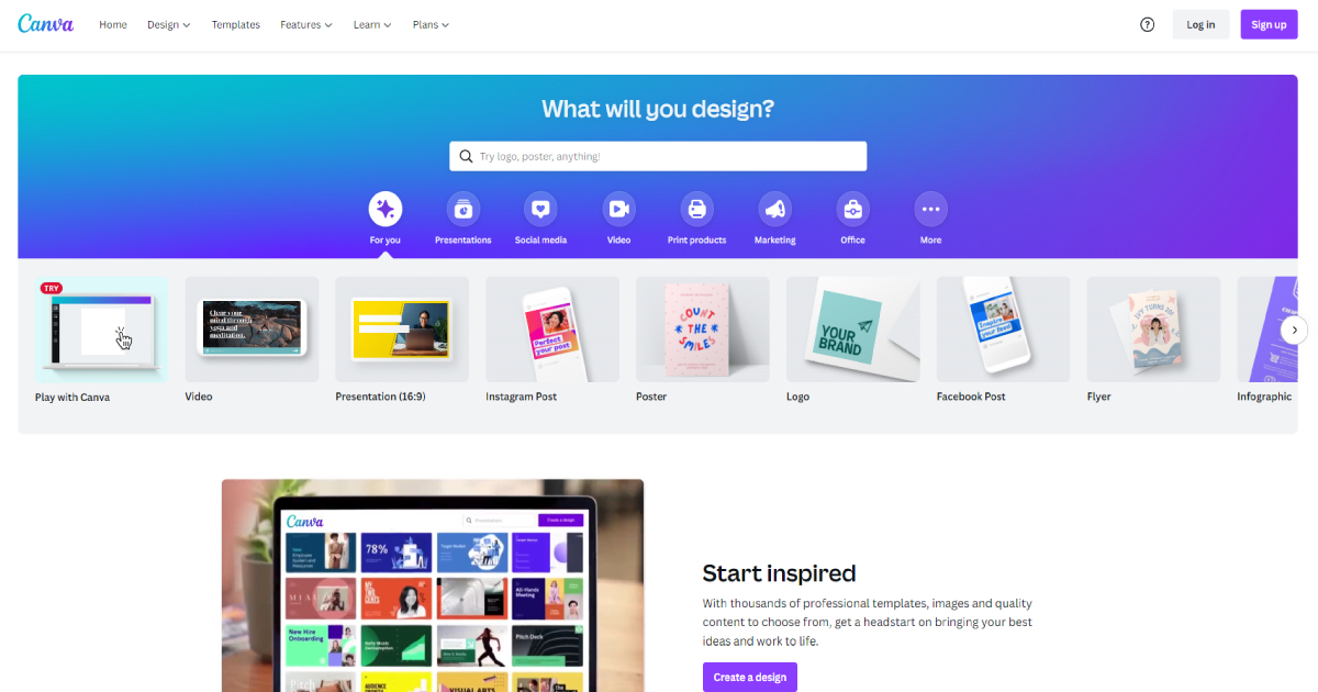 Canva landing page