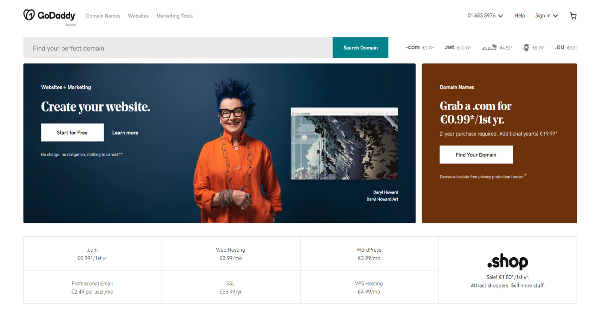 GoDaddy landing page