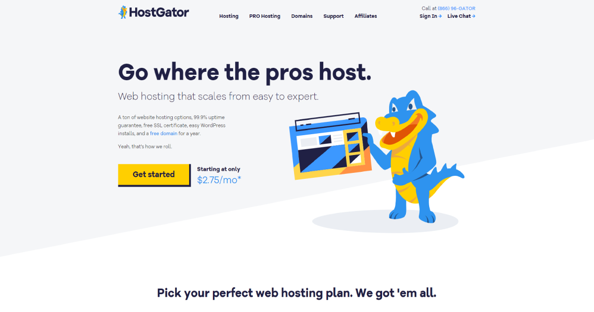 HostGator landing page