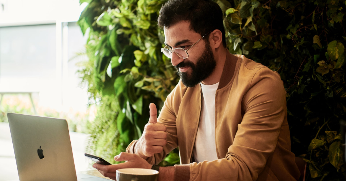 Man showing thumbs up