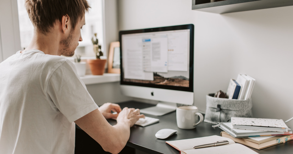 Man viewing an email