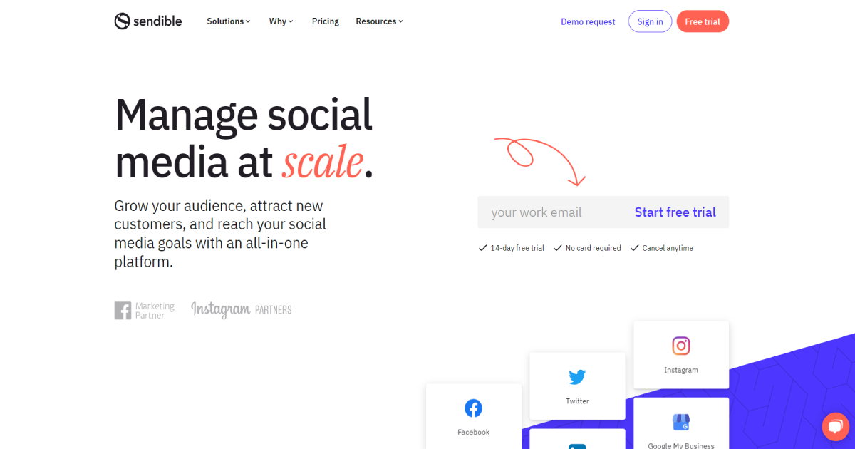 Sendible landing page