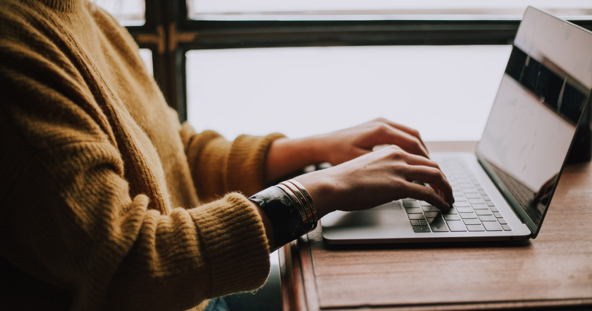 Woman working on a laptop