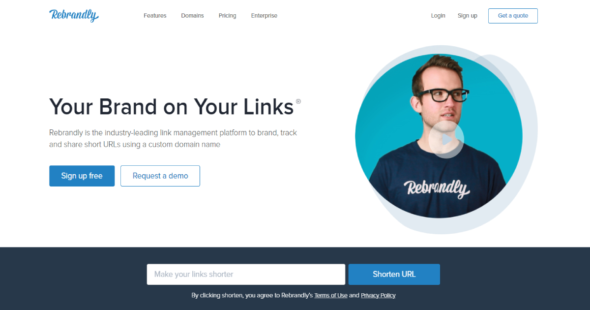 Rebrandly landing page