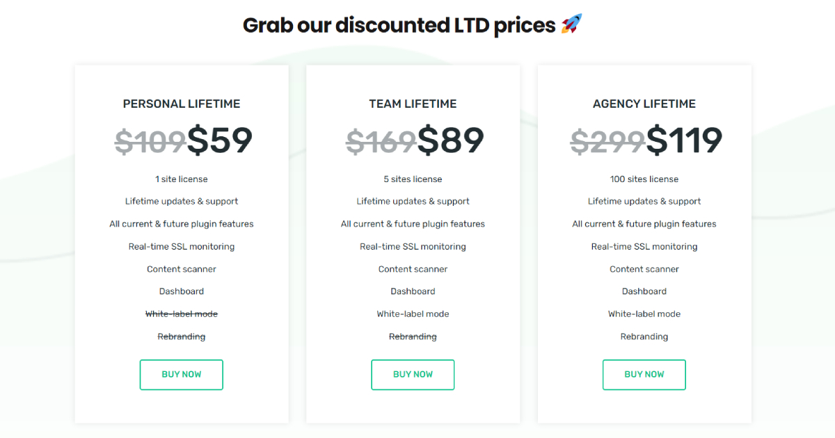 WP Force SSL price plans