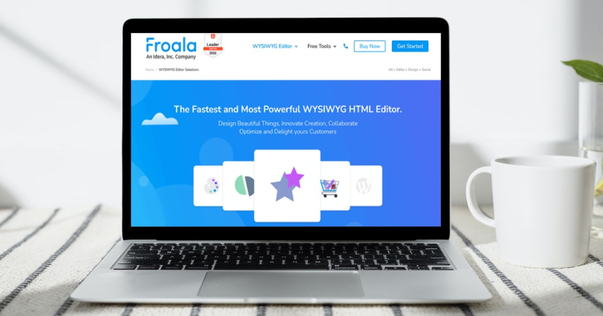 Froala landing page on laptop