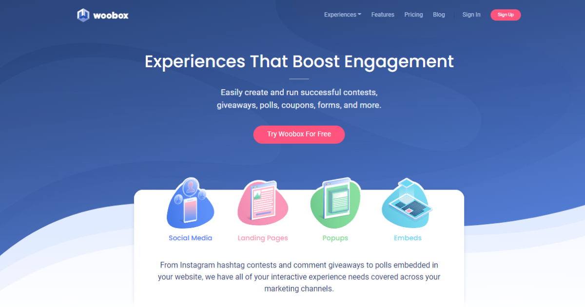 Woobox landing page