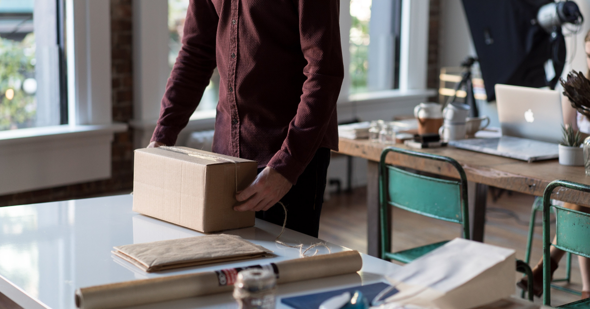 Man packing box