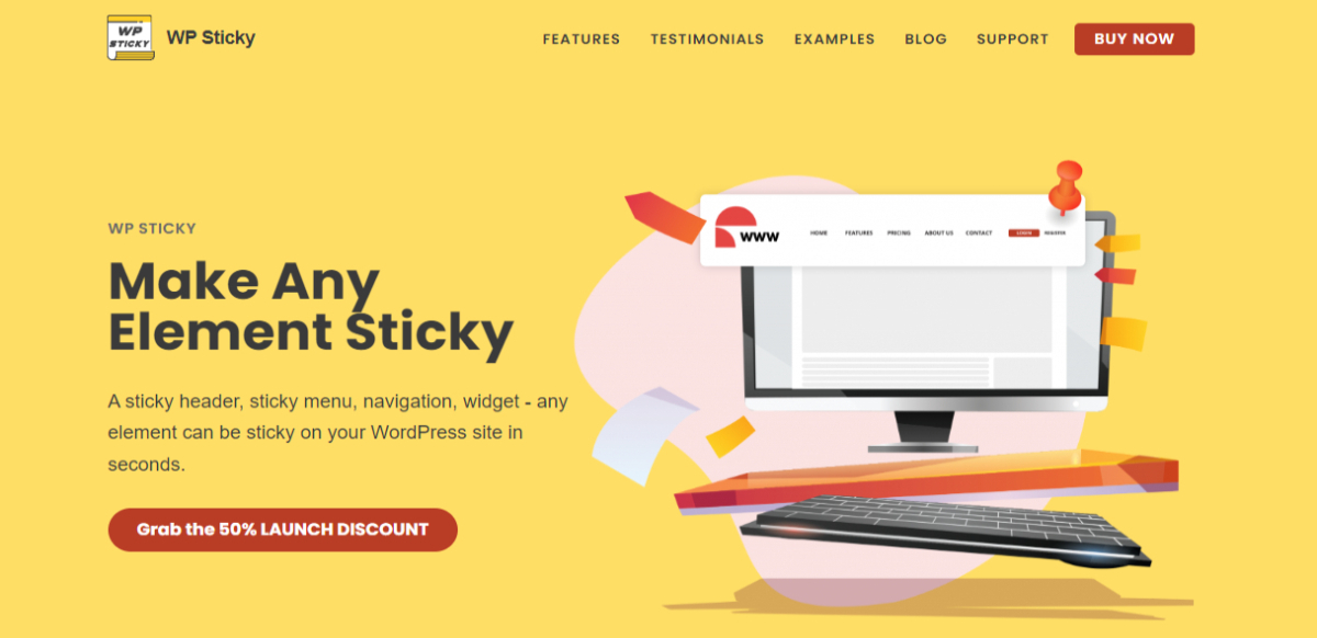 WP Sticky landing page layout