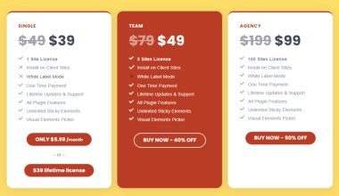 WP Sticky pricing plans layout