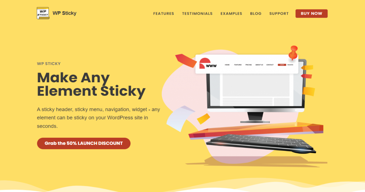 WP Sticky landing page layout