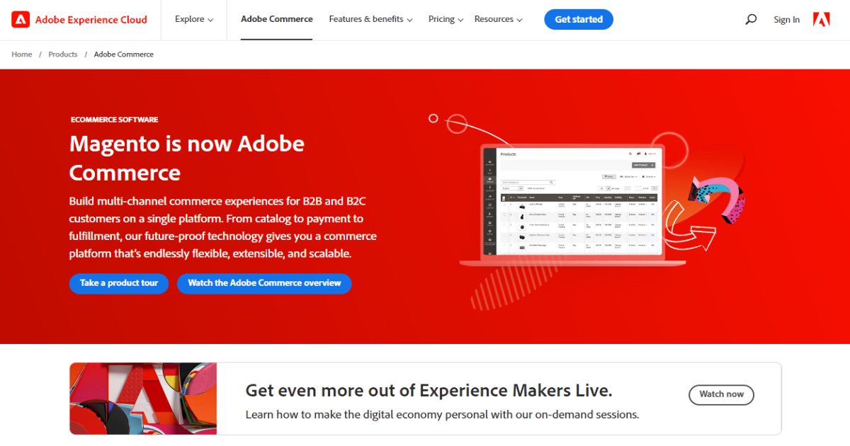 Adobe eCommerce Magento landing page