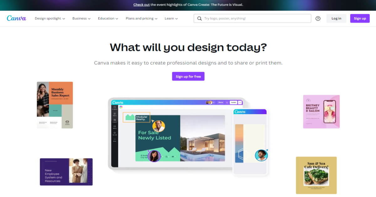 Canva landing page