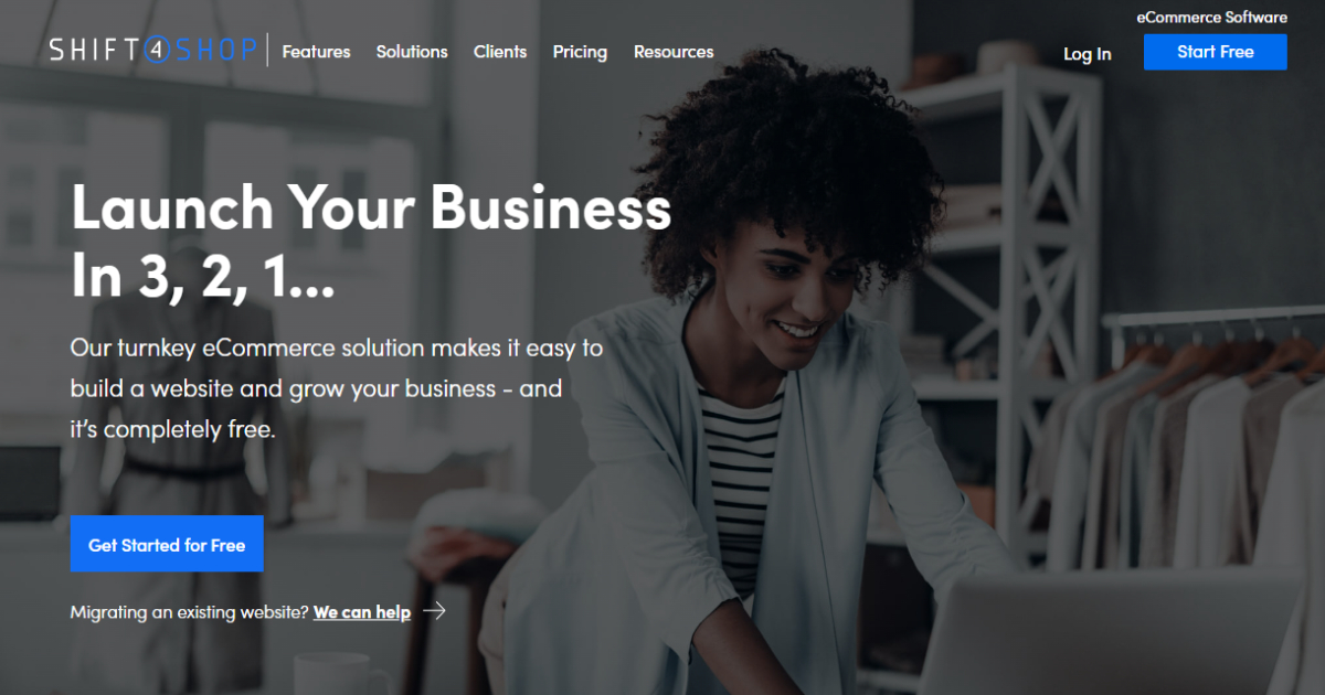 Shift4Shop landing page