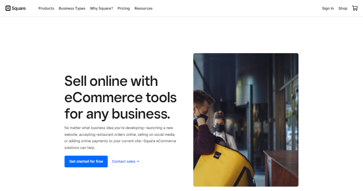 Square eCommerce landing page
