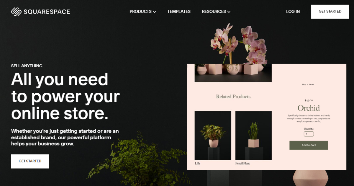 Squarespace landing page