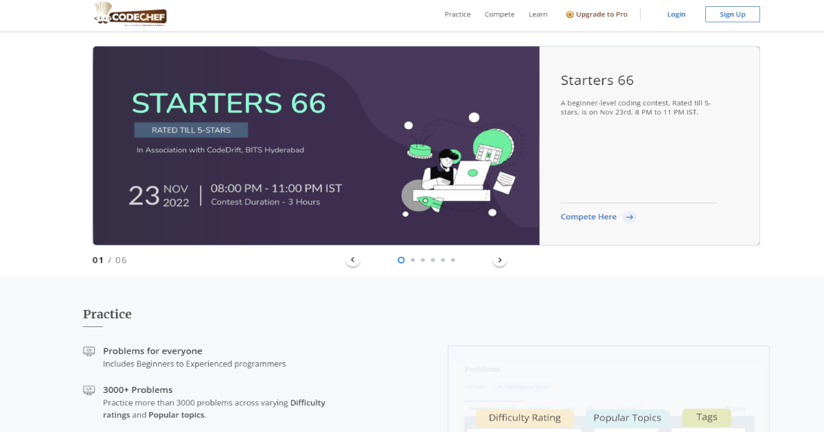 CodeChef landing page