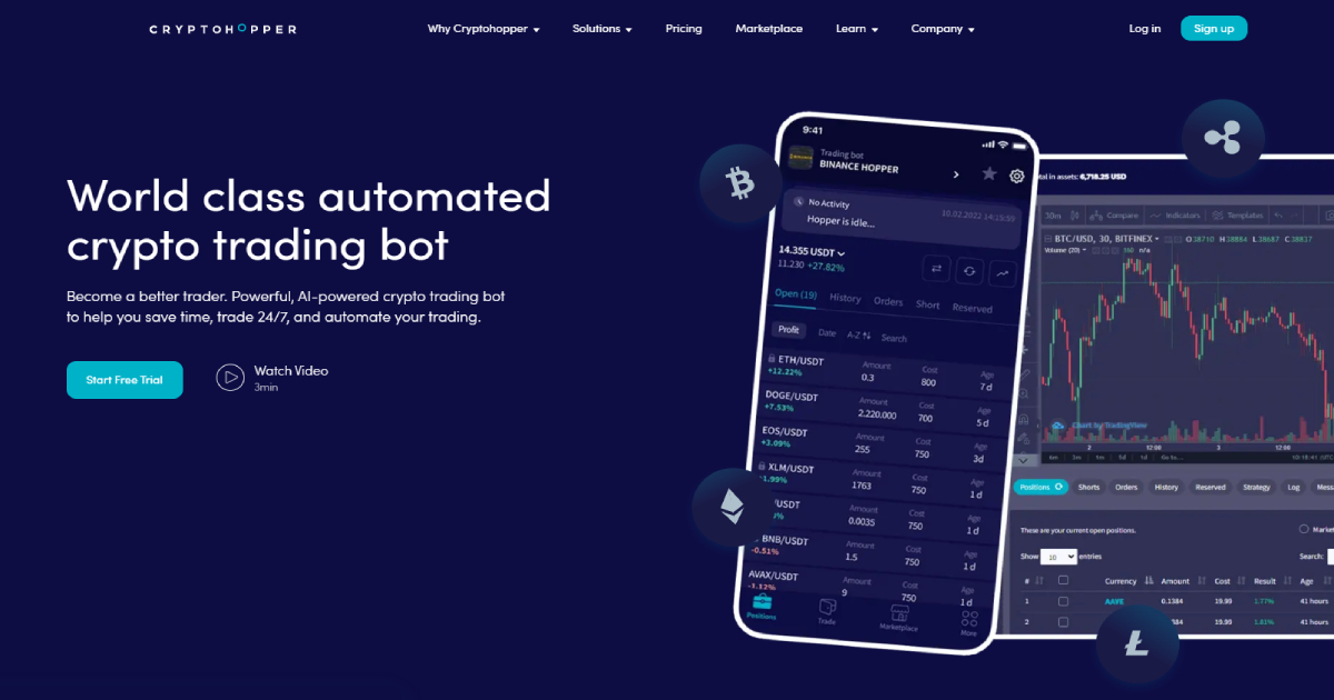 Cryptohopper landing page