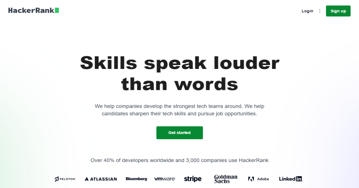 HackerRank landing page