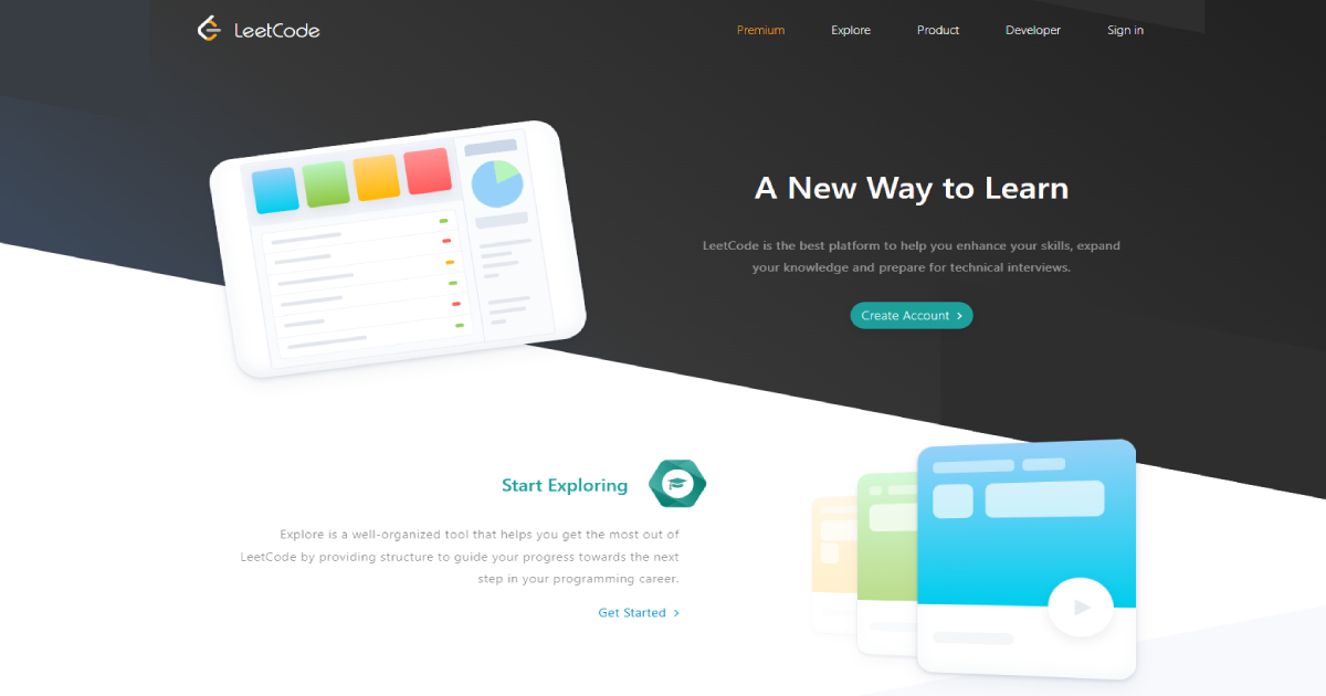 LeetCode landing page