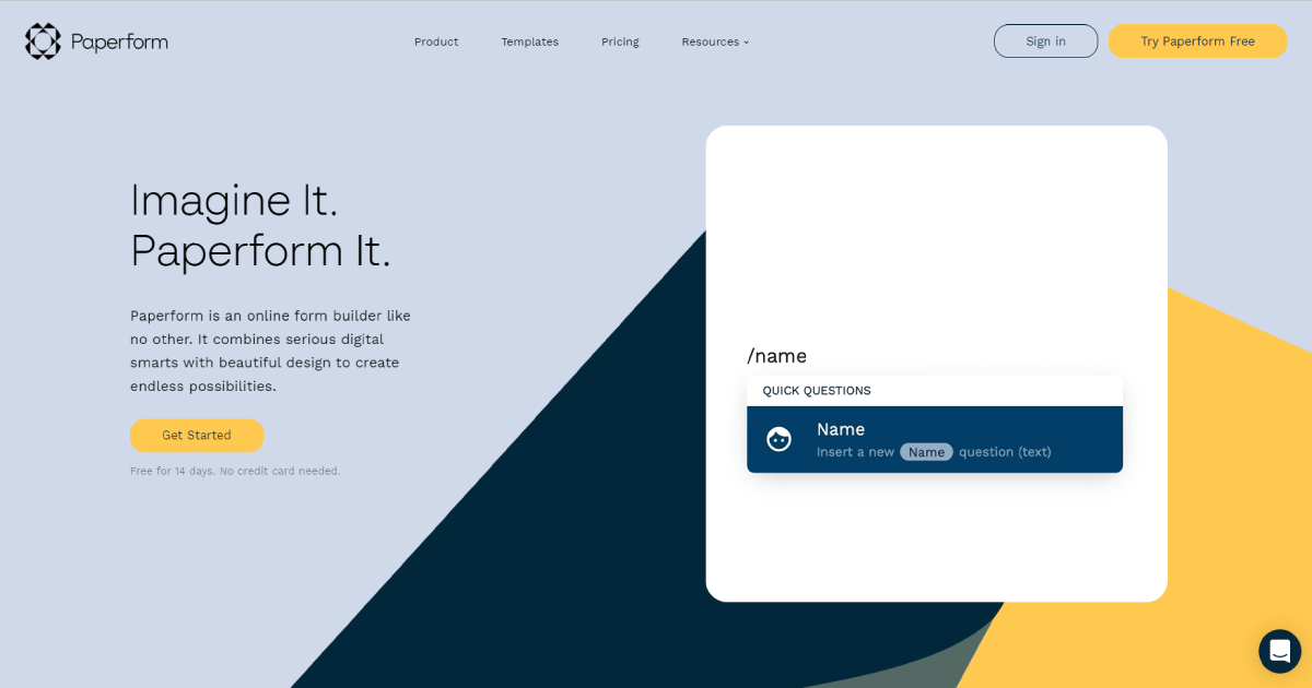 Paperform landing page